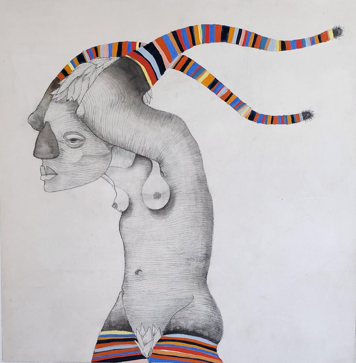 Limbs colourful. 2024. pencil and gouache, on card. 27cm x 27cm.