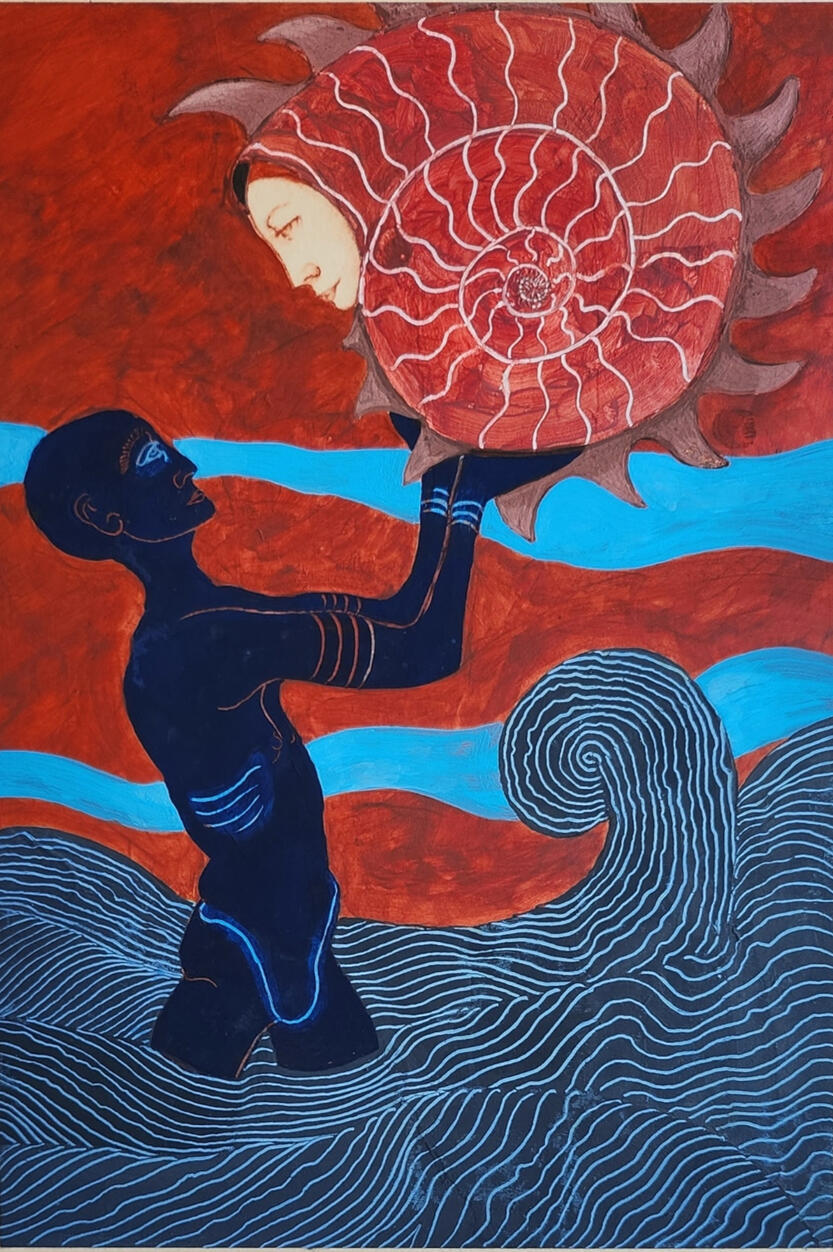 Protection from the Storm. 2019. gouache, on board. 22cm x 31.5 cm.