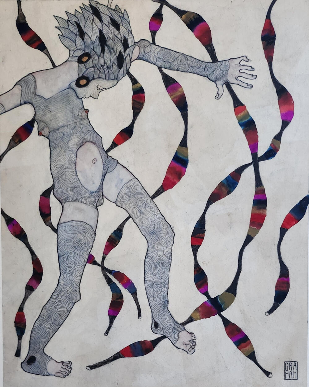 Viel of Colours. 2023. pencil and gouache, on board. 28cm x 35cm.